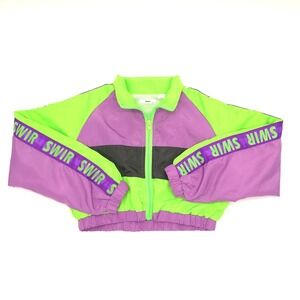 Lolanta Windbreaker Jacket Kids Green Purple Colorblock Mesh Lined Size 130 6/7